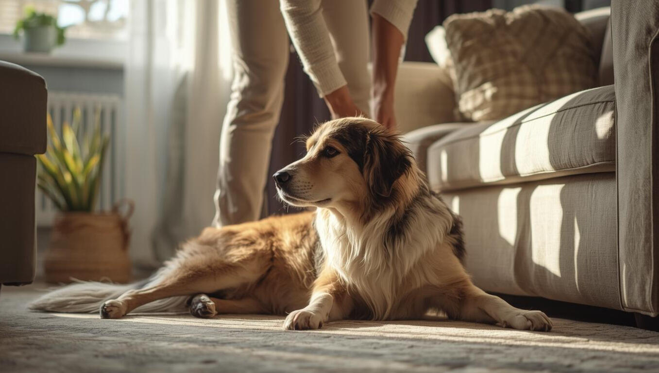 Dog relaxing at home before UK to Australia relocation